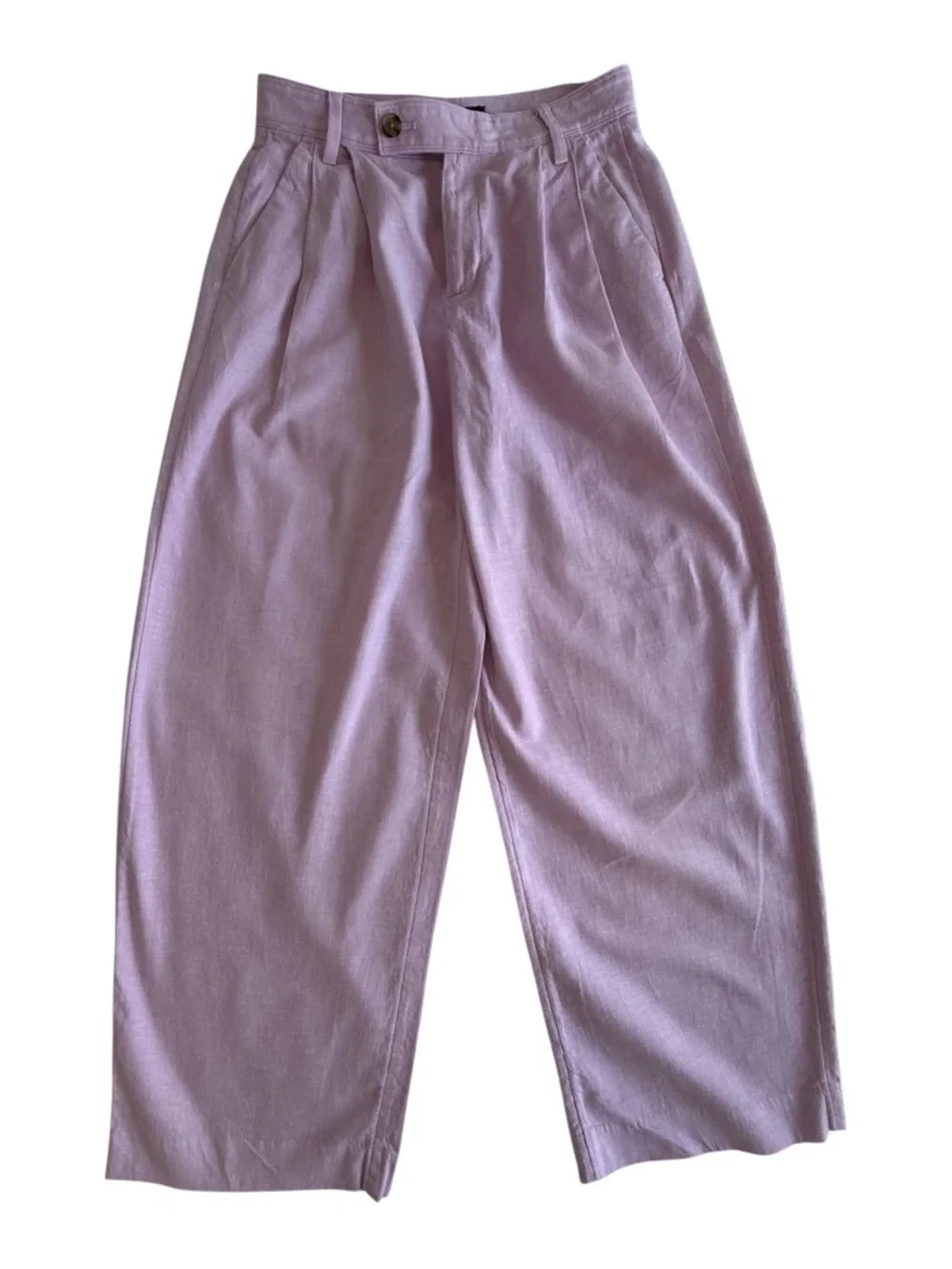 Banana Republic Linen Blend Wide Leg Pants Petite 4 Lavender Resort Coastal - Picture 2 of 9